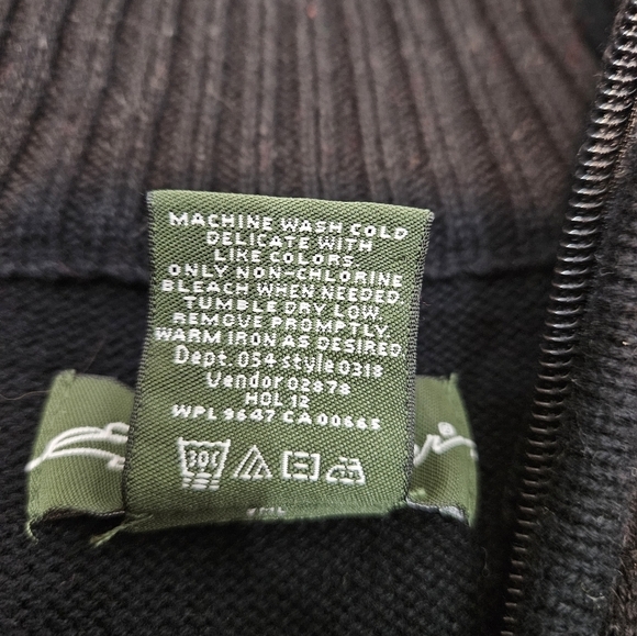 Eddie Bauer Black Nordic Snowflake Fair Isle 1/4 Zip Mock Neck Sweater Large O48 - Picture 7 of 10